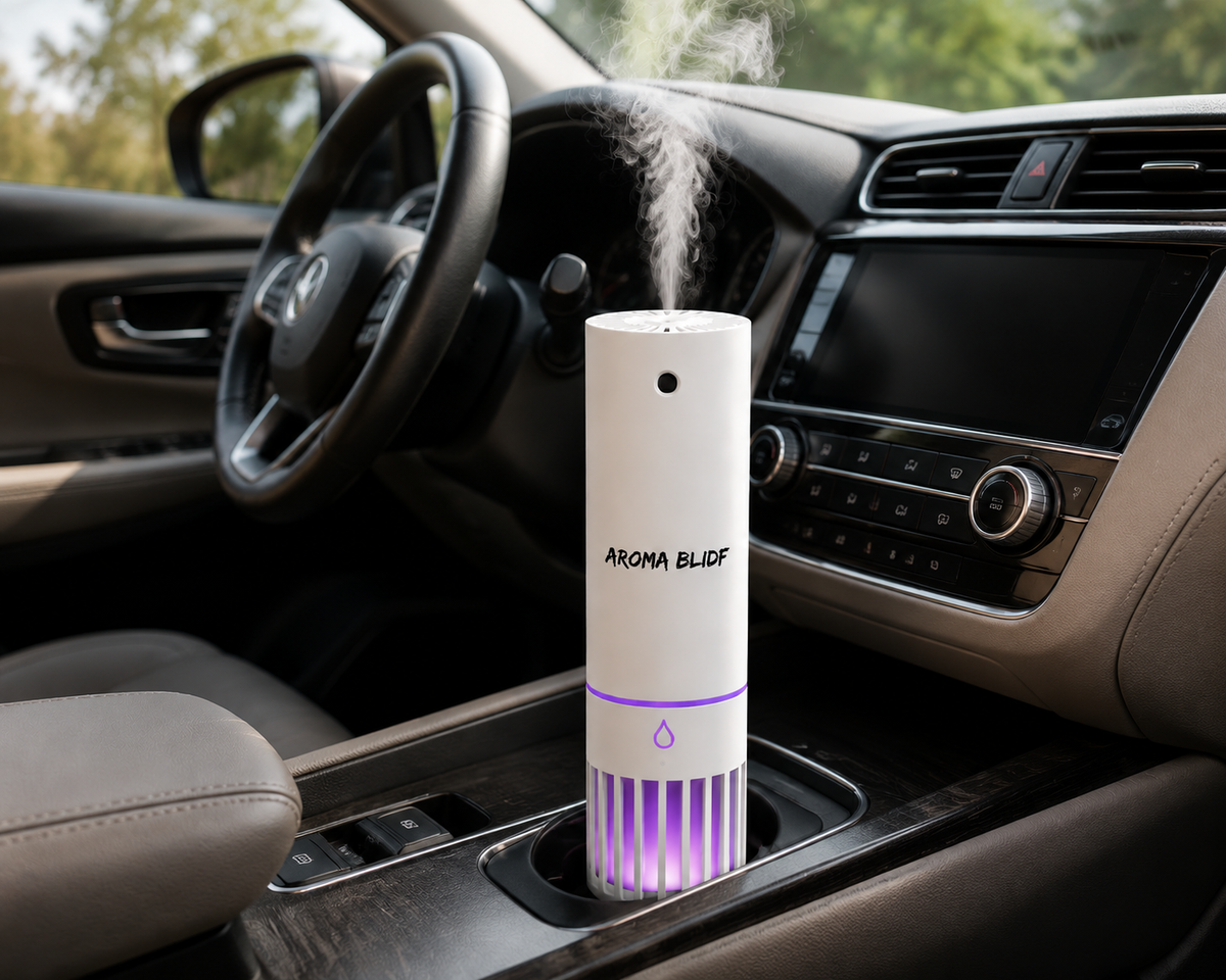 AROMA BLIDF Tower Car Aroma Diffuser with Essential Oil Mist and LED Light