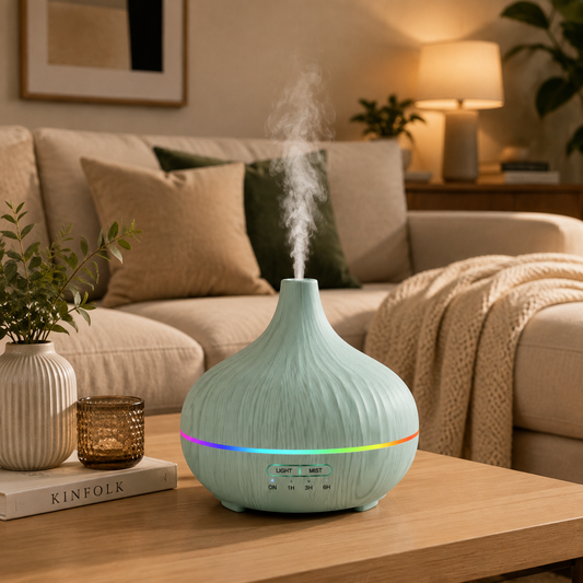 AROMA BLIDF Wood Grain Essential Oil Aroma Diffuser with LED Light